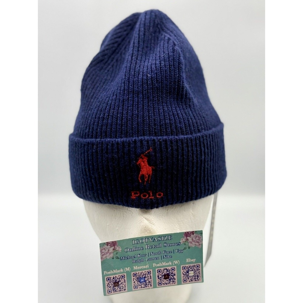 Polo Ralph Lauren Men's Blue Wool Blend Beanie - One Size New with Tags